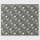 PAPIER CADEAU SKULLS ANCIENS ROSES NOIRS (Plat)