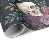 Papier Cadeau Skulls & Roses Wrapping Paper (Coin rond)