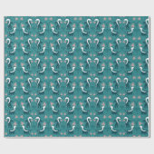 Papier Cadeau Skunks and Flowers Dark Turquoise Green (Plat)