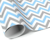Papier Cadeau Sky Blue, Dk Gray Wht Large Chevron Zig Zag (Coin rond)