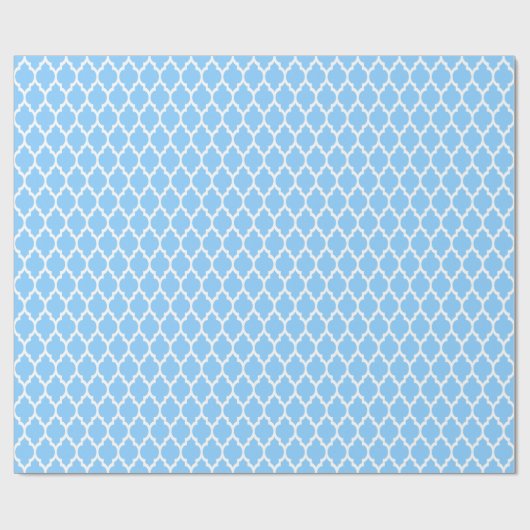 Papier Cadeau Sky Blue White Marocain Quatrefoil Motif #4 (Plat)