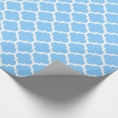 Papier Cadeau Sky Blue White Moroccan Quatrefoil Pattern #5 (Coin)