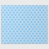Papier Cadeau Sky Blue White Moroccan Quatrefoil Pattern #5 (Plat)
