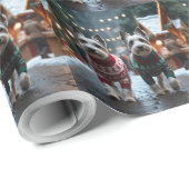 Papier Cadeau Skye Terrier Dogs Christmas Snow Holiday  (Coin rond)