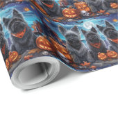 Papier Cadeau Skye Terrier Halloween Éffrayant (Coin rond)