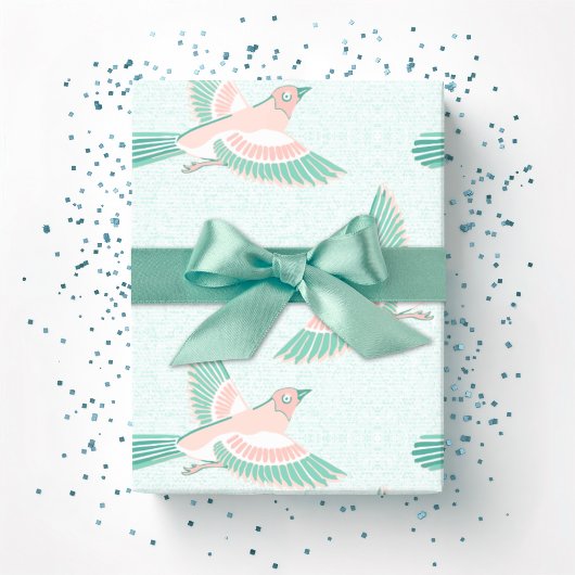Papier Cadeau Skylark in Teal and Flamingo