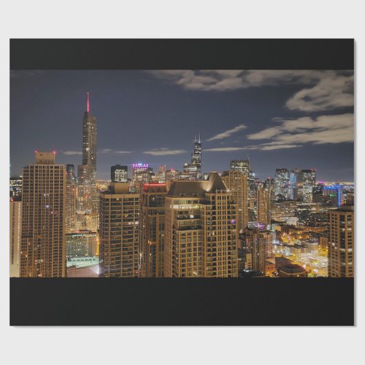 Papier Cadeau Skyline de Chicago (Plat)