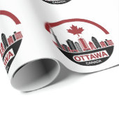 Papier Cadeau Skyline d'Ottawa Canada (Coin rond)