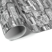 Papier Cadeau Skyscraper City Texture Isométrique sans fil (Coin rond)