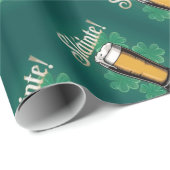 Papier Cadeau Slàinte ! Saint Patrick's Day Pint of Beer on Gree (Coin rond)