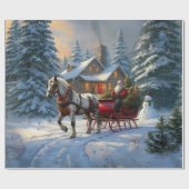 Papier Cadeau Sleigh Père Noël à cheval de Noël (Plat)