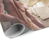 Papier Cadeau SlipperyJoe cheminée homme musclé six pack abs (Coin rond)