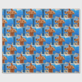 Papier Cadeau SlipperyJoe homme musclé abs vestiaire pièce carre (Plat)