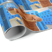 Papier Cadeau SlipperyJoe homme musclé abs vestiaire pièce carre (Coin rond)