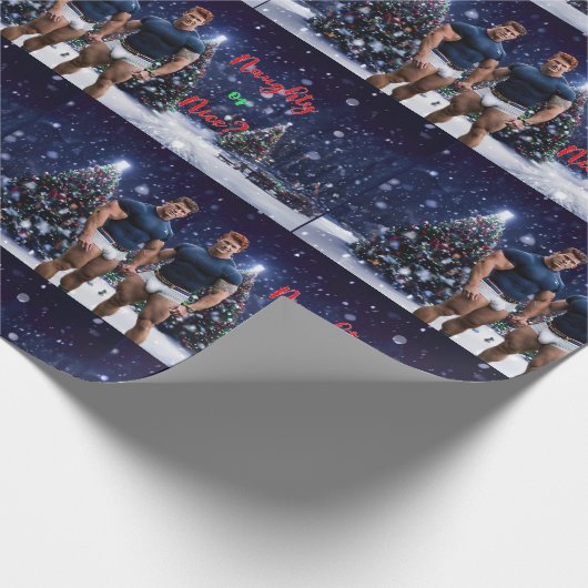 Papier Cadeau SlipperyJoe's décoré enneigé de Noël tre (Coin)