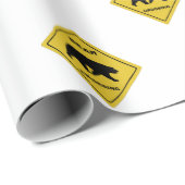 Papier Cadeau SlipperySignal de passage de l'ours de Joe silhoue (Coin rond)