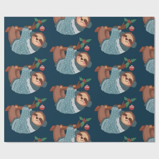 Papier Cadeau Sloth Christmas (Plat)