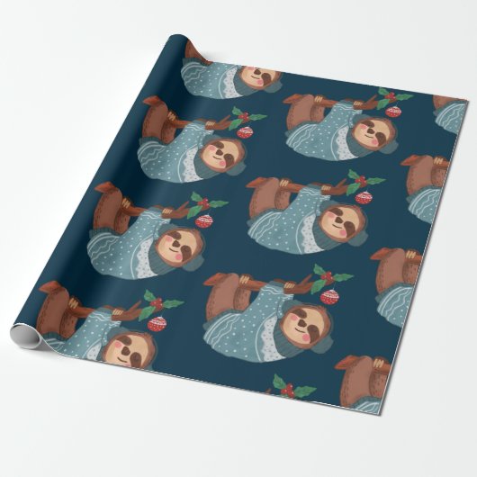 Papier Cadeau Sloth Christmas (Déroulé)