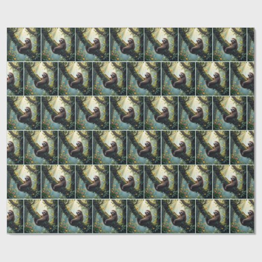 Papier Cadeau Sloth dans une forêt tropicale (Plat)