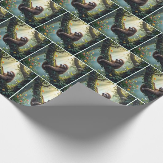 Papier Cadeau Sloth dans une forêt tropicale (Coin)