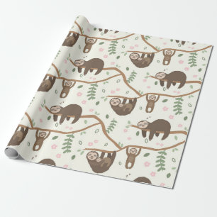 Papier Cadeau Sloth Famille nouveau bébé Douche enfants