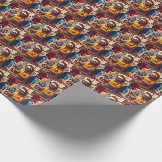 Papier Cadeau Sloth Fast Food Worker (Coin)