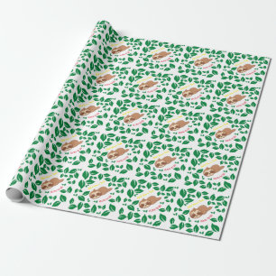 Papier Cadeau Sloth Funny Sloth botanique feuille Motif