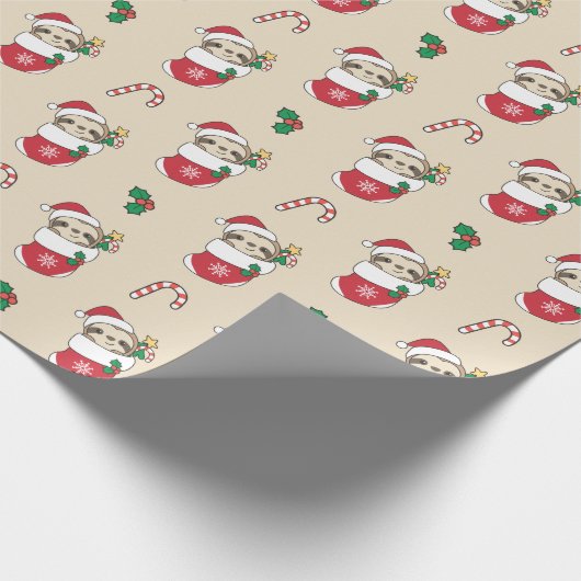 Papier Cadeau Sloth Noël Neige Hiver Animaux Machines à Sous Wra (Coin)