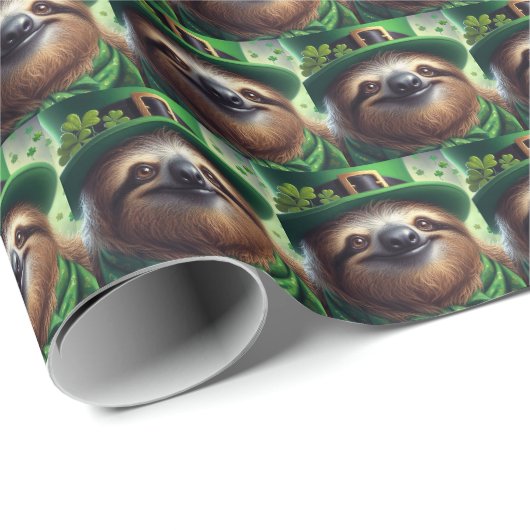Papier Cadeau Sloth St Paddys Day (Coin rond)