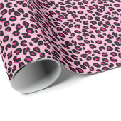 Papier Cadeau Small Pink Leopard Spots Animal Print Pattern (Coin rond)