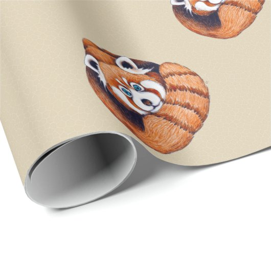 Papier Cadeau "Small Red panda bear on (Coin rond)