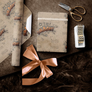 Papier Cadeau SMASH ! Livre de bande dessinée vintage Steampunk