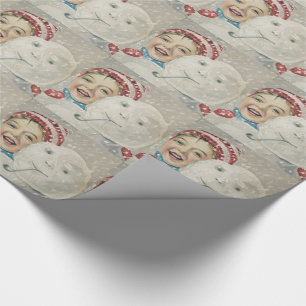 Papier Cadeau Smiling Boy Snowman Snow Pipe Knit Casquette