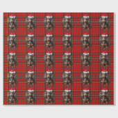 Papier Cadeau Smooth Coat Dachshund Red Holiday Plaid Christmas (Plat)