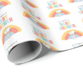 Papier Cadeau Snoopy & Woodstock Rainbow Baby Shower Wrapping Pa (Coin rond)