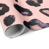 Papier Cadeau Snow Leopard noir gris beige arrière - plan sans c (Coin rond)
