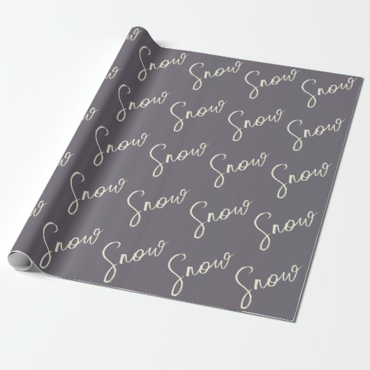 Papier Cadeau Snow script dusky violet gris, beurre crème élégan (Déroulé)