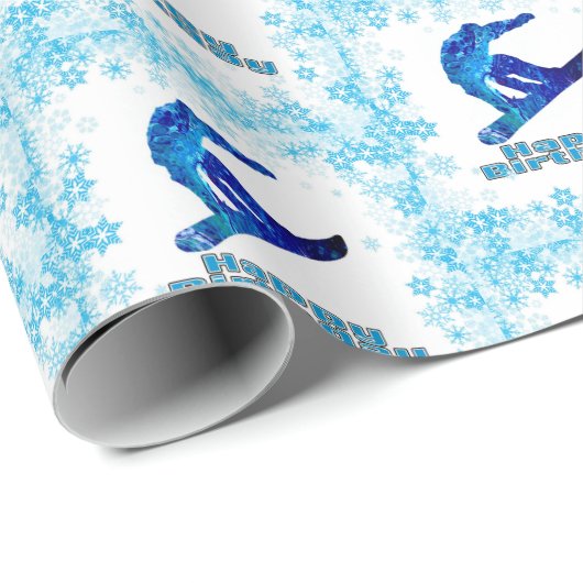 Papier Cadeau Snowboard Anniversaire Cadeau Papier à envelopper (Coin rond)