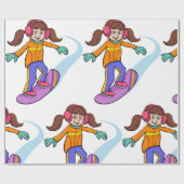 Papier Cadeau Snowboard Girl Snow Fun Wraping Papier (Plat)