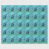 Papier Cadeau Snowboard Sports d'hiver Thème Vert et Bleu (Plat)