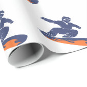 Papier Cadeau Snowboarder silhouette - Choisir la couleur arrièr (Coin rond)