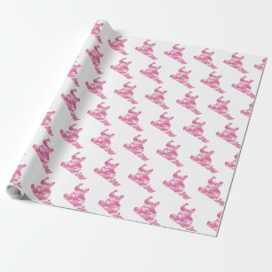 Papier Cadeau Snowboardeur au camouflage rose