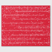 Papier Cadeau Snowfall de texte de script personnalisé minimali (Plat)