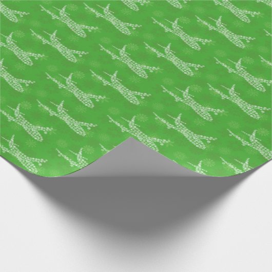 Papier Cadeau Snowflake Avion en vert - (Coin)