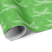 Papier Cadeau Snowflake Avion en vert - (Coin rond)