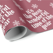 Papier Cadeau Snowflake blanc le texte le plus Merveilleux du te (Coin rond)