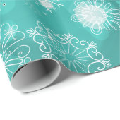 Papier Cadeau Snowflake Bokeh Turquoise (Coin rond)