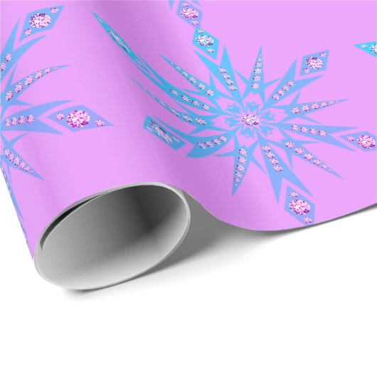 Papier Cadeau Snowflake Diamond rétro violet bleu du milieu du s (Coin rond)