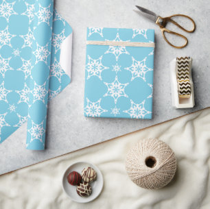 Papier Cadeau SNOWFLAKE MOTIF festif moderne minimaliste bleu