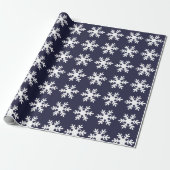 Papier Cadeau Snowflake Motif Marine Blue Holiday (Déroulé)
